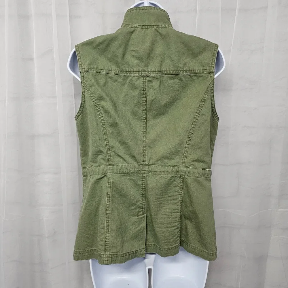 Merona Vest Olive Green Utility Gorpcore Zip Hiking Military Punk S - Picture 8 of 12